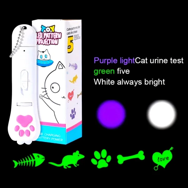 Laser Pen Cat Teasing Pen LED Infrared Cat Toy Interactive Multiple Laser Image Cat Teasing Stick