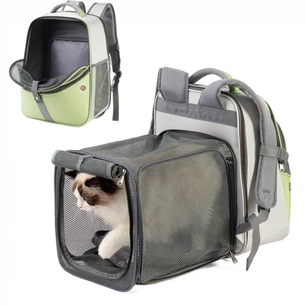 Portable Foldable Pet Carrier Bag Outdoor Cat Dog Breathable Travel Bag Pet Backpack Oxford Fabric Mesh Travel Collapsible