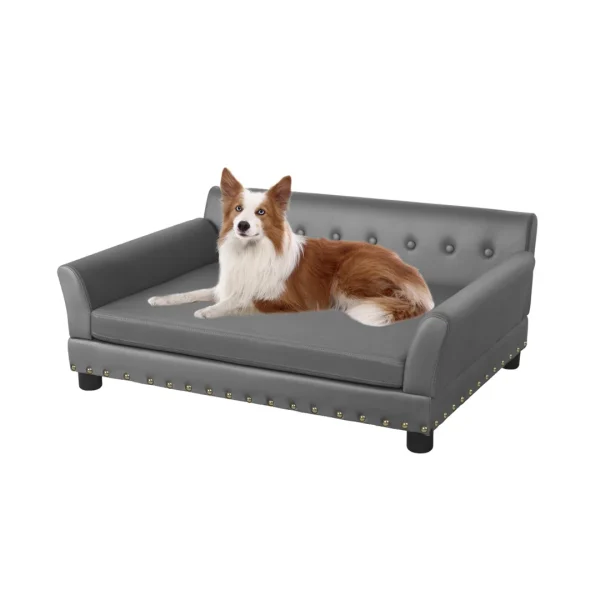Luxury Heavy Duty Pet Sofa Bed Large Raised Dog Bed Cushioned Pet Lounge Chair with Removable Cushion for Medium to Large Dogs
