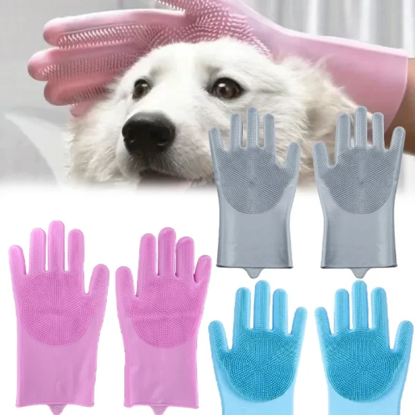 Pet Bath Gloves Pet Grooming and Cleaning Bathing and Shampooing Scratch Resistant and Bite Resistant Rubber Glove Pet Supplies